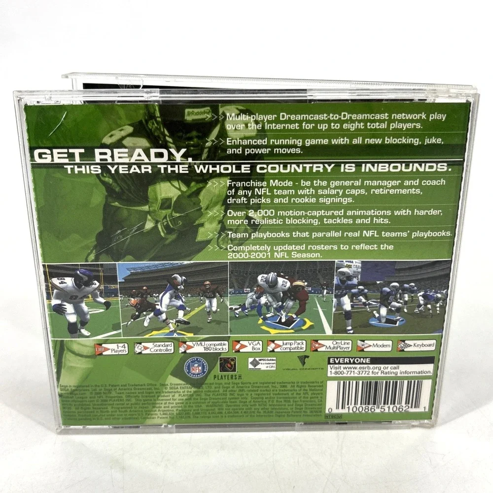 NFL 2K1  Sega Dreamcast Football Game 2000 Jewel‎ Case